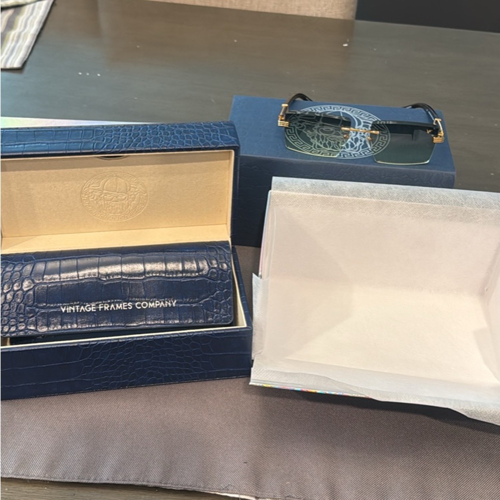 Vintage Frames Company buffs Sunglasses with 24k Gold Accents new